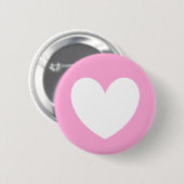 Weiße Polka Herzen auf Cotton Candy Pink Button (Vorne & Hinten)