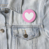 Weiße Polka Herzen auf Cotton Candy Pink Button (Beispiel)