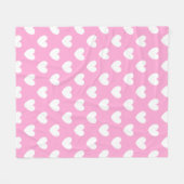 Weiße Polka Herzen auf Cotton Candy Pink Fleecedecke (Vorderseite (Horizontal))