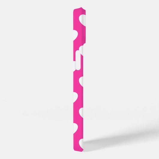 Weiße Polka-Herzen auf Fuchsienrosa Case-Mate iPhone Hülle (Rückseite / Rechts)