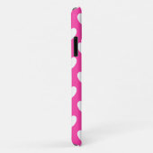 Weiße Polka-Herzen auf Fuchsienrosa Case-Mate iPhone Hülle (Hinten/Rechts)