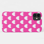 Weiße Polka-Herzen auf Fuchsienrosa Case-Mate iPhone Hülle (Rückseite (Horizontal))
