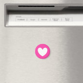 Weiße Polka-Herzen auf Fuchsienrosa Magnet (In Situ (Geschirrspüler))