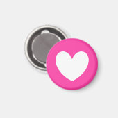 Weiße Polka-Herzen auf Fuchsienrosa Magnet (Vorderseite/Rückseite)
