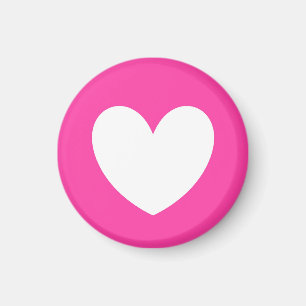 Weiße Polka-Herzen auf Fuchsienrosa Magnet