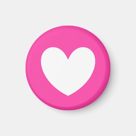 Weiße Polka-Herzen auf Fuchsienrosa Magnet (Vorne)