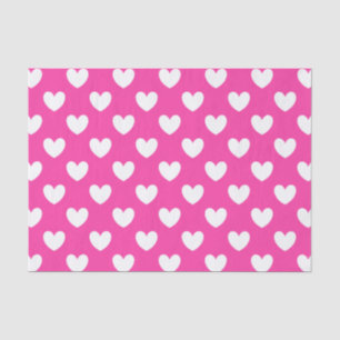 Weiße Polka-Herzen auf Fuchsienrosa Seidenpapier