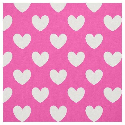 Weiße Polka-Herzen auf Fuchsienrosa Stoff (Muster)