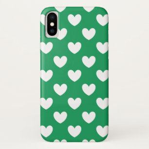 Weiße Polka-Herzen auf Kelly Green Case-Mate iPhone Hülle
