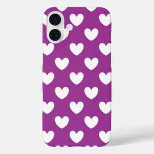 Weiße Polka Herzen auf Lila Kaktus Blume lila iPhone 16 Plus Hülle