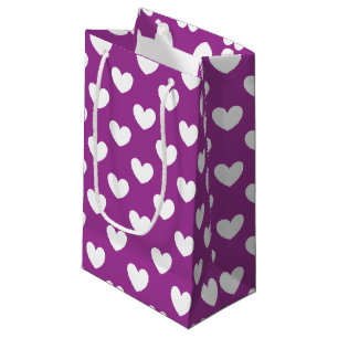 Weiße Polka Herzen auf Lila Kaktus Blume lila Kleine Geschenktüte