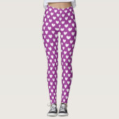 Weiße Polka Herzen auf Lila Kaktus Blume lila Leggings (Vorderseite)