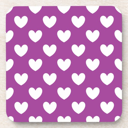 Weiße Polka Herzen auf Lila Kaktus Blume lila Untersetzer (Vorderseite)