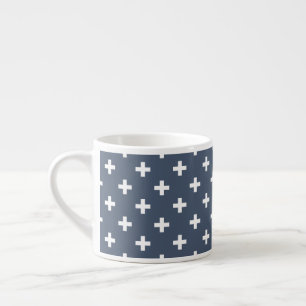 Weiße Polka-Kreuze auf blau-grau Espressotasse