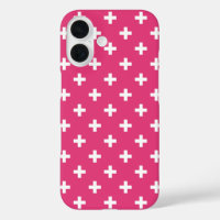 Weiße Polka-Kreuze auf Fuchsia