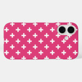 Weiße Polka-Kreuze auf Fuchsia Case-Mate iPhone Hülle (Rückseite (Horizontal))