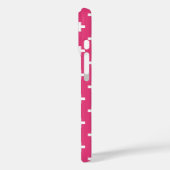 Weiße Polka-Kreuze auf Fuchsia Case-Mate iPhone Hülle (Rückseite / Links)