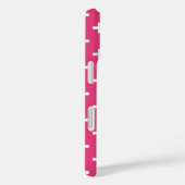 Weiße Polka-Kreuze auf Fuchsia Case-Mate iPhone Hülle (Rückseite / Rechts)