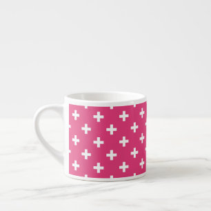 Weiße Polka-Kreuze auf Fuchsia Espressotasse