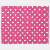 Weiße Polka-Kreuze auf Fuchsia Fleecedecke (Vorderseite (Horizontal))