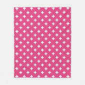 Weiße Polka-Kreuze auf Fuchsia Fleecedecke (Vorderseite)