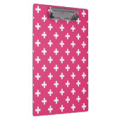 Weiße Polka-Kreuze auf Fuchsia Klemmbrett (Rechts)