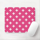 Weiße Polka-Kreuze auf Fuchsia Mousepad (Mit Mouse)