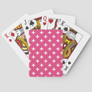Weiße Polka-Kreuze auf Fuchsia Spielkarten