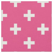 Weiße Polka-Kreuze auf Fuchsia Stoff (Nahaufnahme)