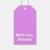 Weiße Polka-Kreuze auf Lila Geschenkanhänger (Rückseite)