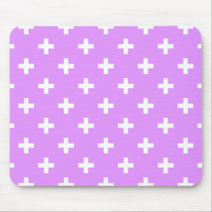 Weiße Polka-Kreuze auf Lila Mousepad