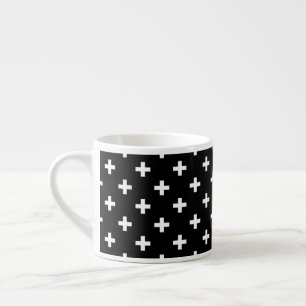 Weiße Polka-Kreuze auf schwarz Espressotasse