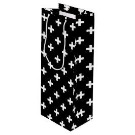 Weiße Polka-Kreuze auf schwarz Geschenktüte Für Weinflaschen