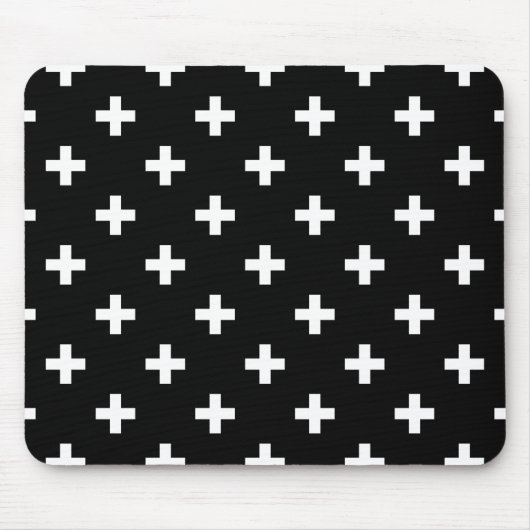 Weiße Polka-Kreuze auf schwarz Mousepad (Vorne)