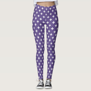Weiße Polka-Kreuze auf ultra-violett Leggings