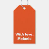 Weiße Polka-Kreuze auf verbrannter Orange Geschenkanhänger (Rückseite)