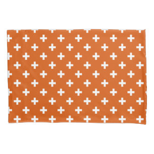 Weiße Polka-Kreuze auf verbrannter Orange Kissenbezug