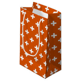 Weiße Polka-Kreuze auf verbrannter Orange Kleine Geschenktüte