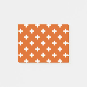 Weiße Polka-Kreuze auf verbrannter Orange Post-it Klebezettel