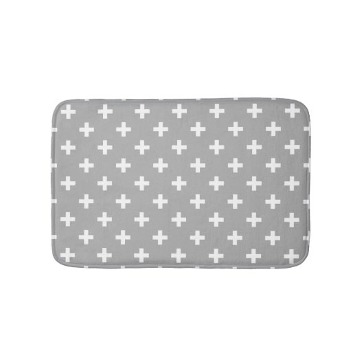 Weiße Polka kreuzt grau Badematte (Vorderseite)
