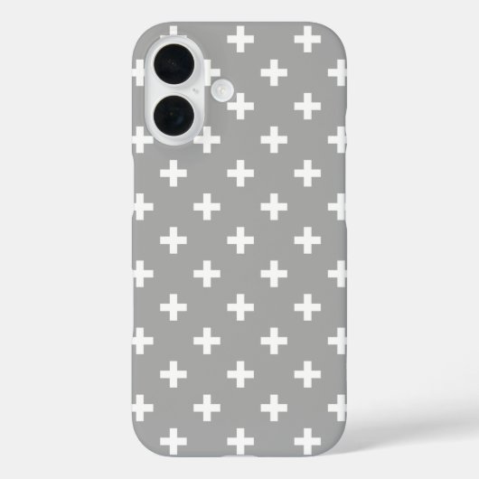 Weiße Polka kreuzt grau Case-Mate iPhone Hülle (Rückseite)