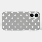 Weiße Polka kreuzt grau Case-Mate iPhone Hülle (Rückseite (Horizontal))