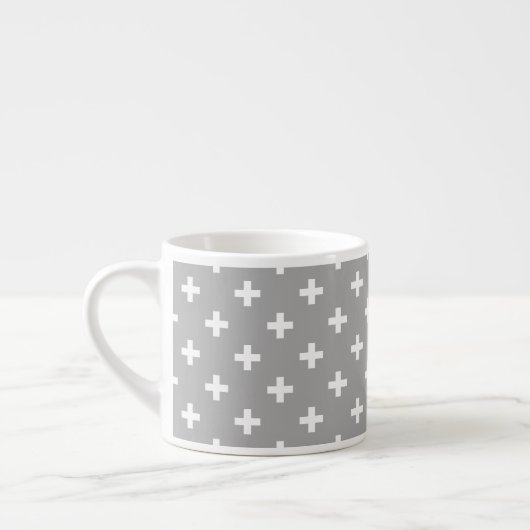 Weiße Polka kreuzt grau Espressotasse (Links)