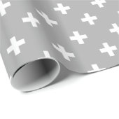 Weiße Polka kreuzt grau Geschenkpapier (Rolleneckpunkt)