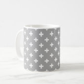 Weiße Polka kreuzt grau Kaffeetasse (Vorderseite Links)