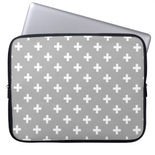 Weiße Polka kreuzt grau Laptopschutzhülle
