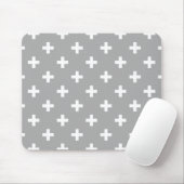 Weiße Polka kreuzt grau Mousepad (Mit Mouse)