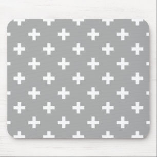 Weiße Polka kreuzt grau Mousepad