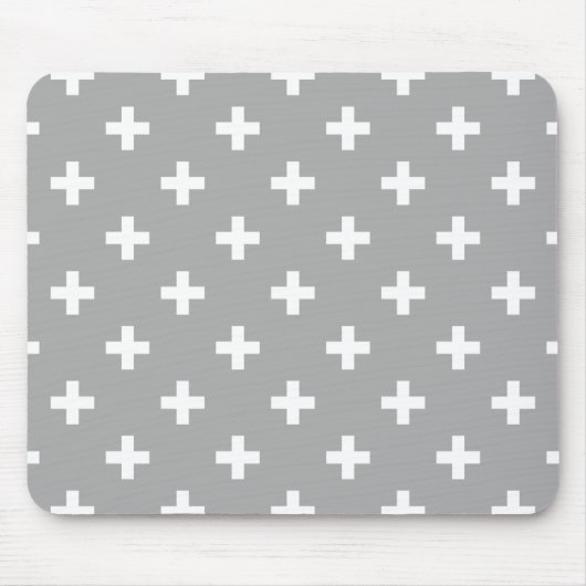Weiße Polka kreuzt grau Mousepad (Vorne)