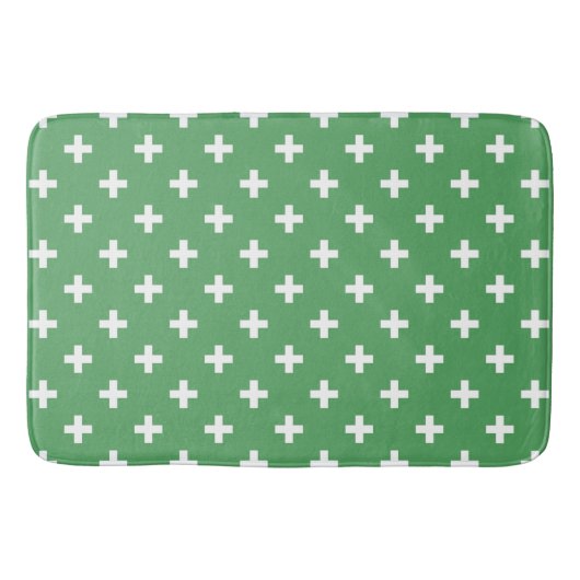 Weiße Polka kreuzt grün Badematte (Vorderseite)